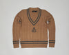 Nwt Polo Ralph Lauren Women's Camel Tan Cable Knit Script LRL Cotton Cricket Sweater - Unique Style