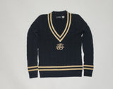 Nwt Polo Ralph Lauren Women's Black Cable Knit Script LRL Cotton Cricket Sweater - Unique Style