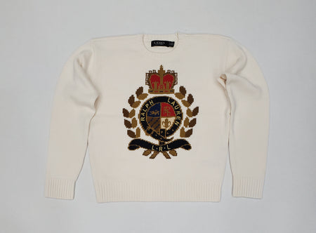 Nwt Polo Ralph Lauren Women's Navy Sunglass Wool Teddy Bear Sweater