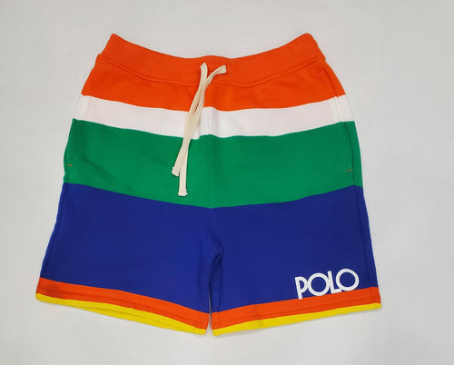 Nwt Polo Ralph Lauren Orange/White/Green/Royal Blue Stripe Spellout Shorts