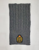 Nwt Lauren Ralph Lauren Grey Crest Patch Cable Knit Scarf - Unique Style