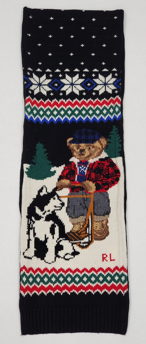 Nwt Polo Ralph Lauren Iditarod Teddy Bear Wool Blend Scarf - Unique Style