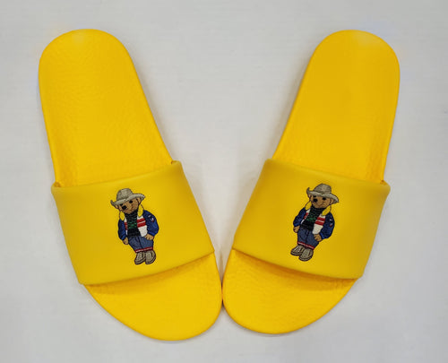 Nwt Polo Ralph Lauren Yellow Cowboy Teddy Bear Slides - Unique Style