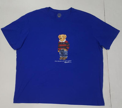 Nwt Polo Big & Tall Royal Blue Striped Rugby Teddy Bear Tee