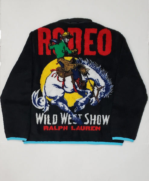 Nwt Polo Ralph Lauren Black Rodeo  Wild West Fleece Jacket - Unique Style