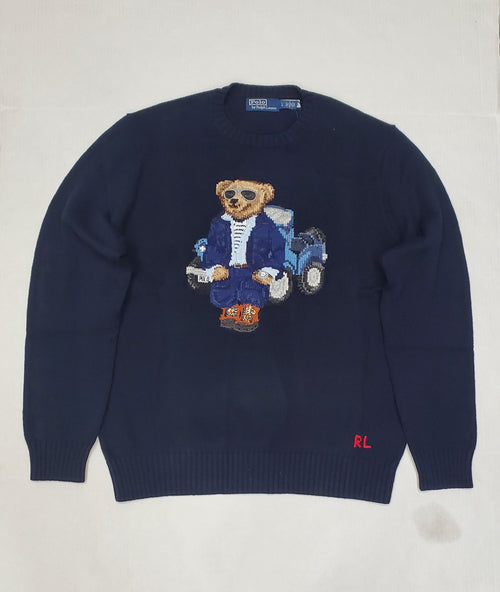 Nwt Polo Ralph Lauren Navy Suit Trucker Teddy Bear Sweater - Unique Style