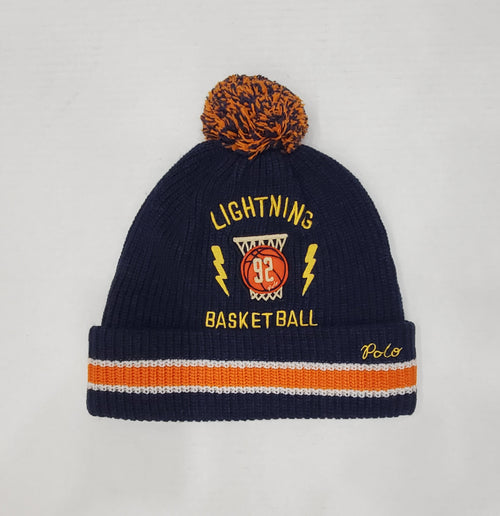 Nwt Polo Ralph Lauren Navy/Orange Lightning 92 Basketball Skully