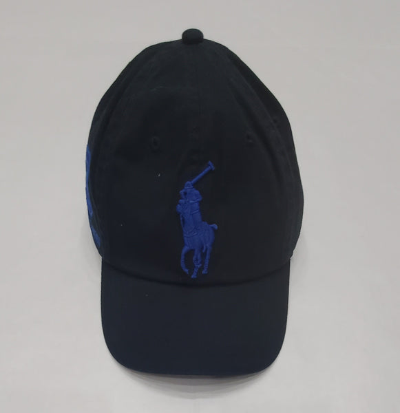 Nwt Polo Ralph Lauren Black/Royal Blue Big Pony # 3 Adjustable Strap Back - Unique Style