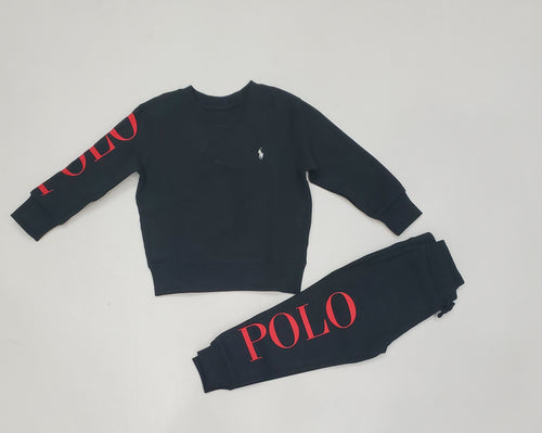 Nwt Kids Boys  Polo Ralph Lauren Black/Red Spellout Sweatsuit (2T-7T) - Unique Style