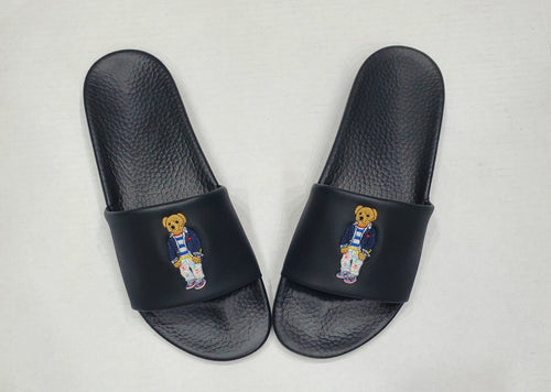 Nwt Polo Ralph Lauren Black  Splatter Teddy Bear Slides - Unique Style