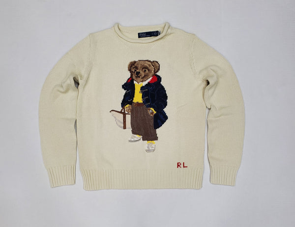 Nwt Polo Ralph Lauren Women's Cream Toggle Jacket Rolled Crewneck Cotton Teddy Bear Sweater - Unique Style
