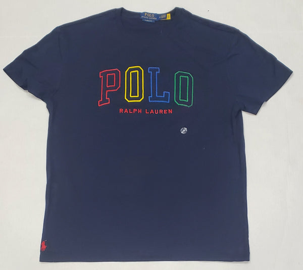 Nwt Polo Ralph Lauren Navy Patch Spellout Classic Fit Tee - Unique Style