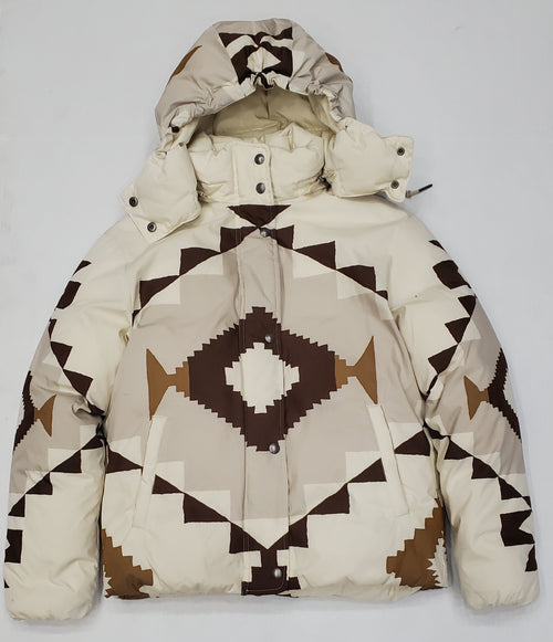 Nwt Polo Ralph Lauren Women's Beige Aztec Down Hooded Jacket - Unique Style