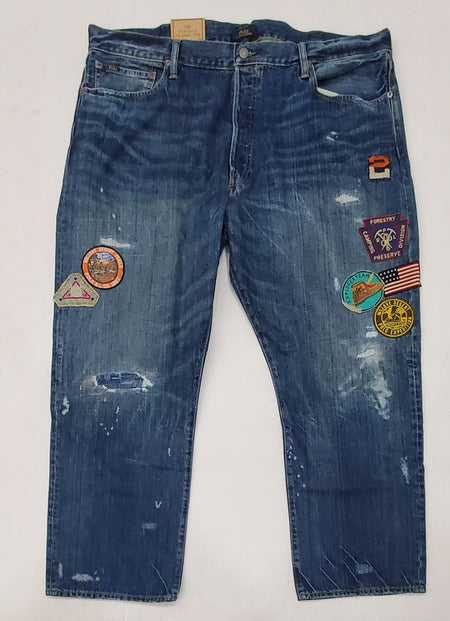 Nwt Polo Ralph Lauren Blue Varick Slim Straight Fit Patch Jeans
