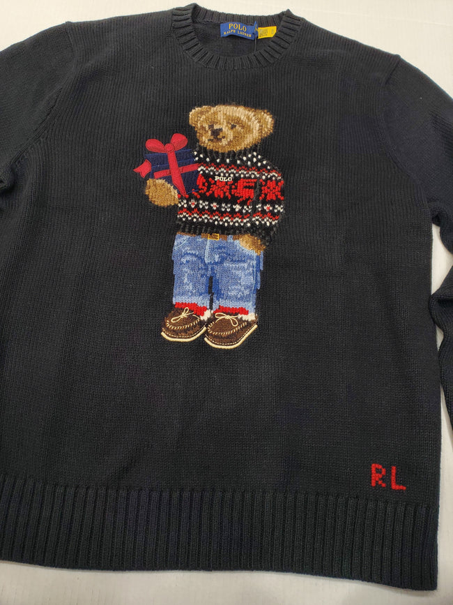 Nwt Polo Ralph Lauren Black Reindeer Teddy Bear Sweater - Unique Style