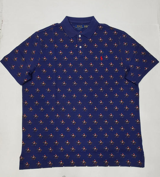 Nwt Polo Ralph Lauren Navy Equestrian Allover Print Classic Fit Polo - Unique Style
