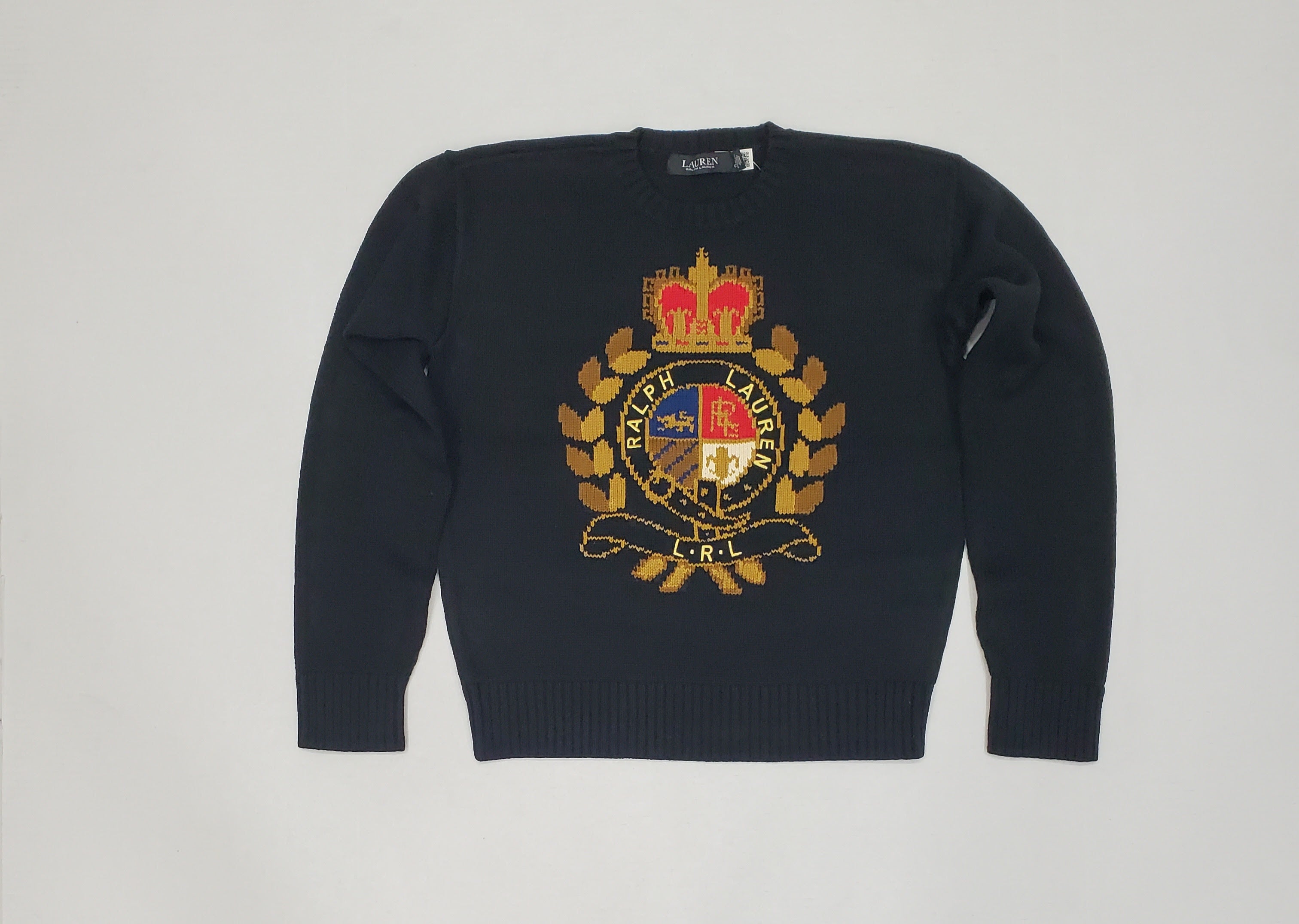 Nwt Polo Ralph Lauren Women's Black Crest Sweater Unique Style
