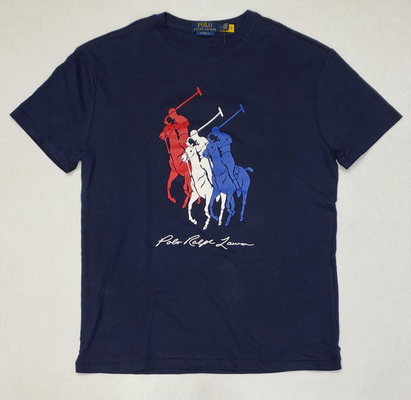 Nwt Polo Ralph Lauren Navy Triple Pony Classic Fit Tee - Unique Style