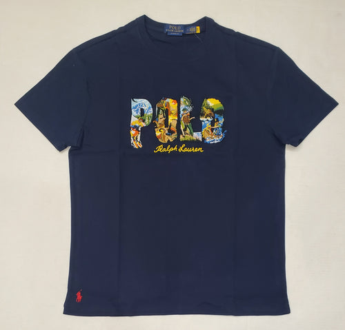 Nwt Polo Ralph Lauren Navy Embroidered Jungle Spellout Patch Classic Fit Tee