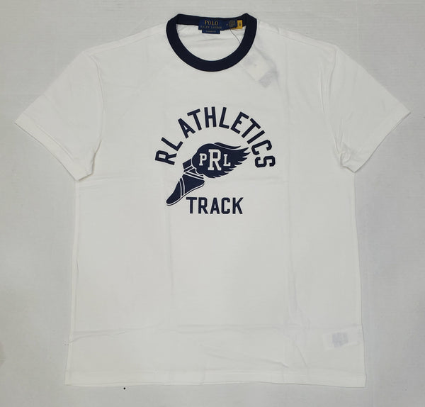 Nwt Polo Ralph Lauren White/Navy RL Athletics Track Classic Fit Tee