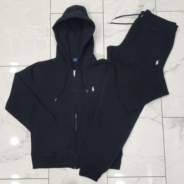 Nwt Polo Ralph Lauren Women's Black With White Pony Zip Up Hoodie & Matching Joggers - Unique Style