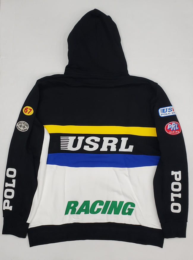 Nwt Polo Ralph Lauren Black/Royal Racing Patches Hoodie