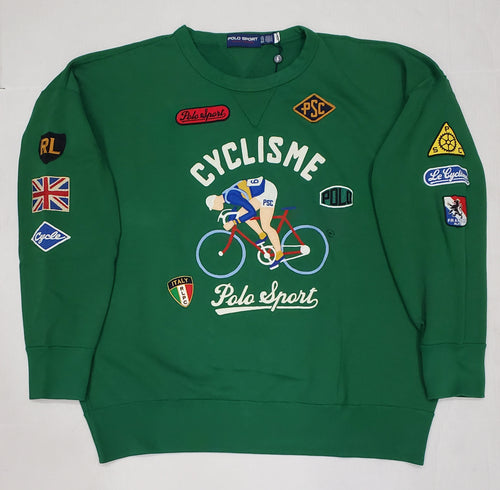 Nwt Polo Ralph Lauren Green Cyclisme Polo Sport Patches Sweatshirt - Unique Style