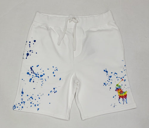 Nwt Polo Ralph White Big Pony Splatter Paint Shorts