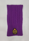 Nwt Lauren Ralph Lauren Purple Crest Patch Cable Knit Scarf - Unique Style