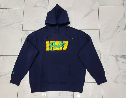 Nwt Polo Ralph Navy/Yellow Script Hoodie