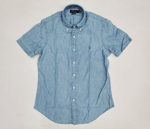 Nwt Polo Ralph Lauren Lt Blue Chambray Small Pony Classic Fit Button Up - Unique Style