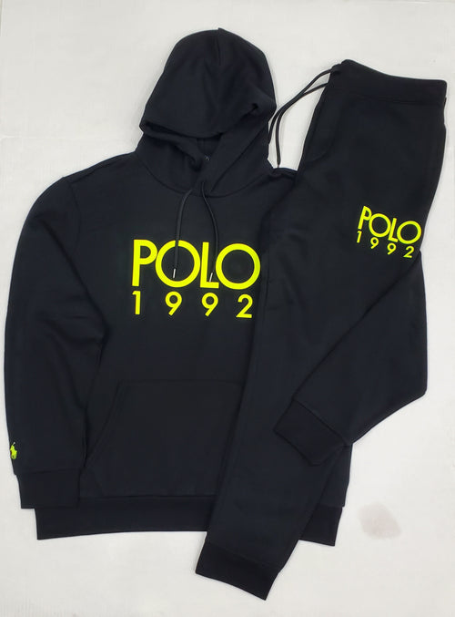 Nwt Polo Ralph Lauren Black/Lime Green 1992 Hoodie with Black 1992 Joggers