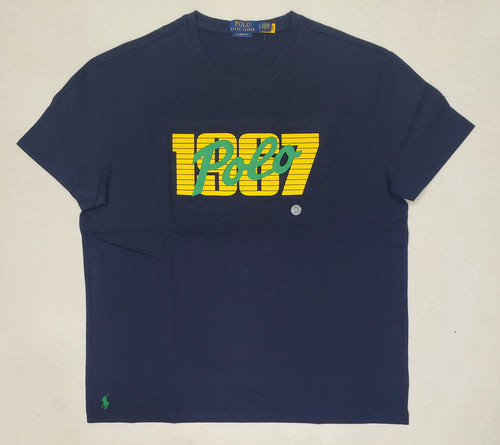 Nwt Polo Ralph Lauren Navy/Yellow Script Classic Fit Tee - Unique Style