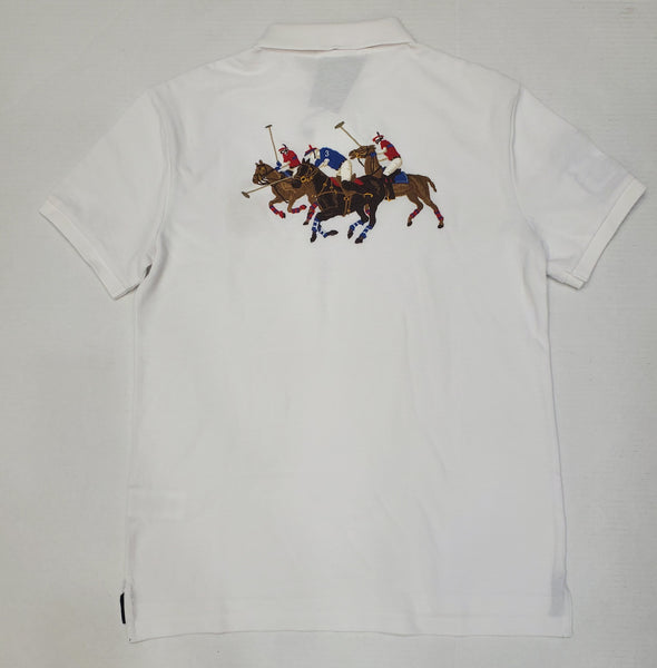 Nwt Polo Ralph Lauren White Crest with Triple Pony Custom Fit Polo - Unique Style