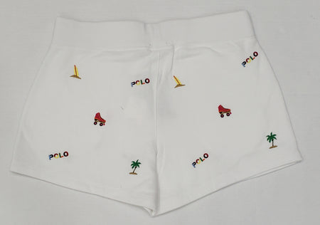 Nwt Polo Ralph Lauren Womens White Allover Small Pony Embroidered Shorts