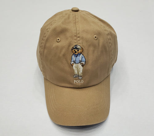 Nwt Polo Ralph Khaki Suspender Teddy Bear Hat