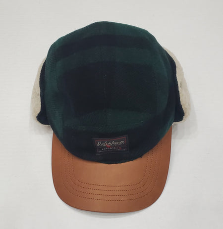Nwt Polo Ralph Lauren Green/Navy Corduroy New York Patch Leather Strap Back Hat