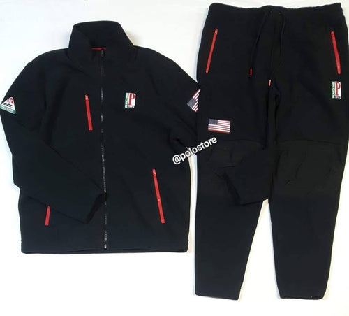 Nwt Polo Ralph Lauren Black P Racing Fleece Zip Down With Matching Joggers - Unique Style