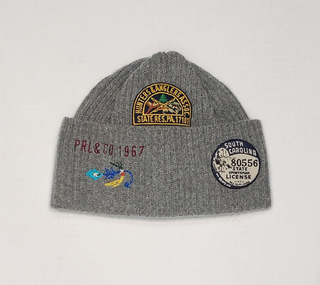 NWT Polo Ralph Lauren Gray Sportsman Outdoors Patch Skully - Unique Style