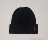 NWT Polo Ralph Lauren Black Cable Knit Small Pony Skully - Unique Style