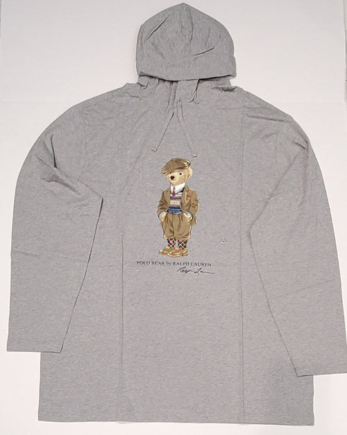 Nwt Polo Big & Tall Grey Heritage Gentleman Style Teddy Bear L/S  Hoodie Tee