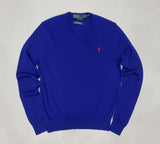 Nwt Polo Ralph Lauren Royal Blue w/Red Horse V-Neck Wool Sweater - Unique Style