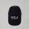 Nwt Polo Ralph Lauren Black Fleece 5 Panel USA Adjustable Woven Strap Back Hat