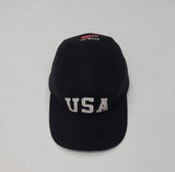 Nwt Polo Ralph Lauren Black Fleece 5 Panel USA Adjustable Woven Strap Back Hat