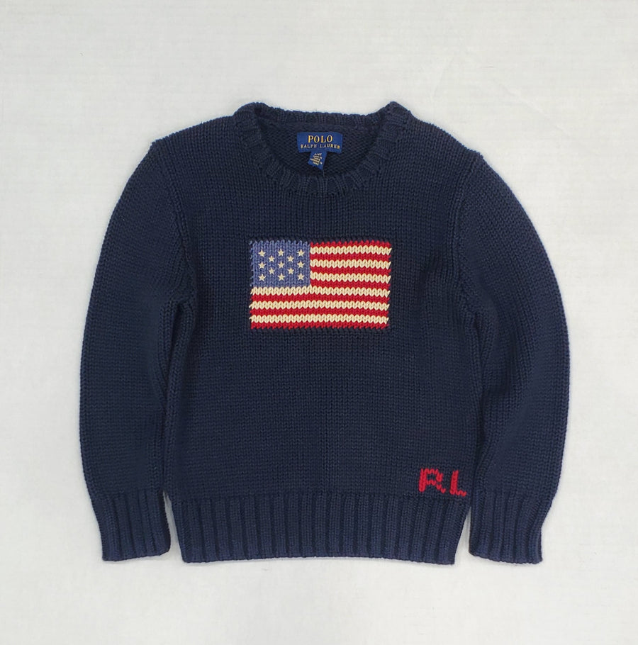 【新品】キッズ ラルフローレン 星条旗柄 ニットセーター (2T-7)