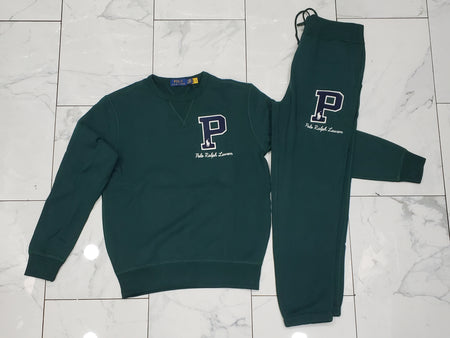 Polo Ralph Lauren Big & Tall Grey Double Knit Script Patch Logo Hoodie With Grey Double Knit Joggers