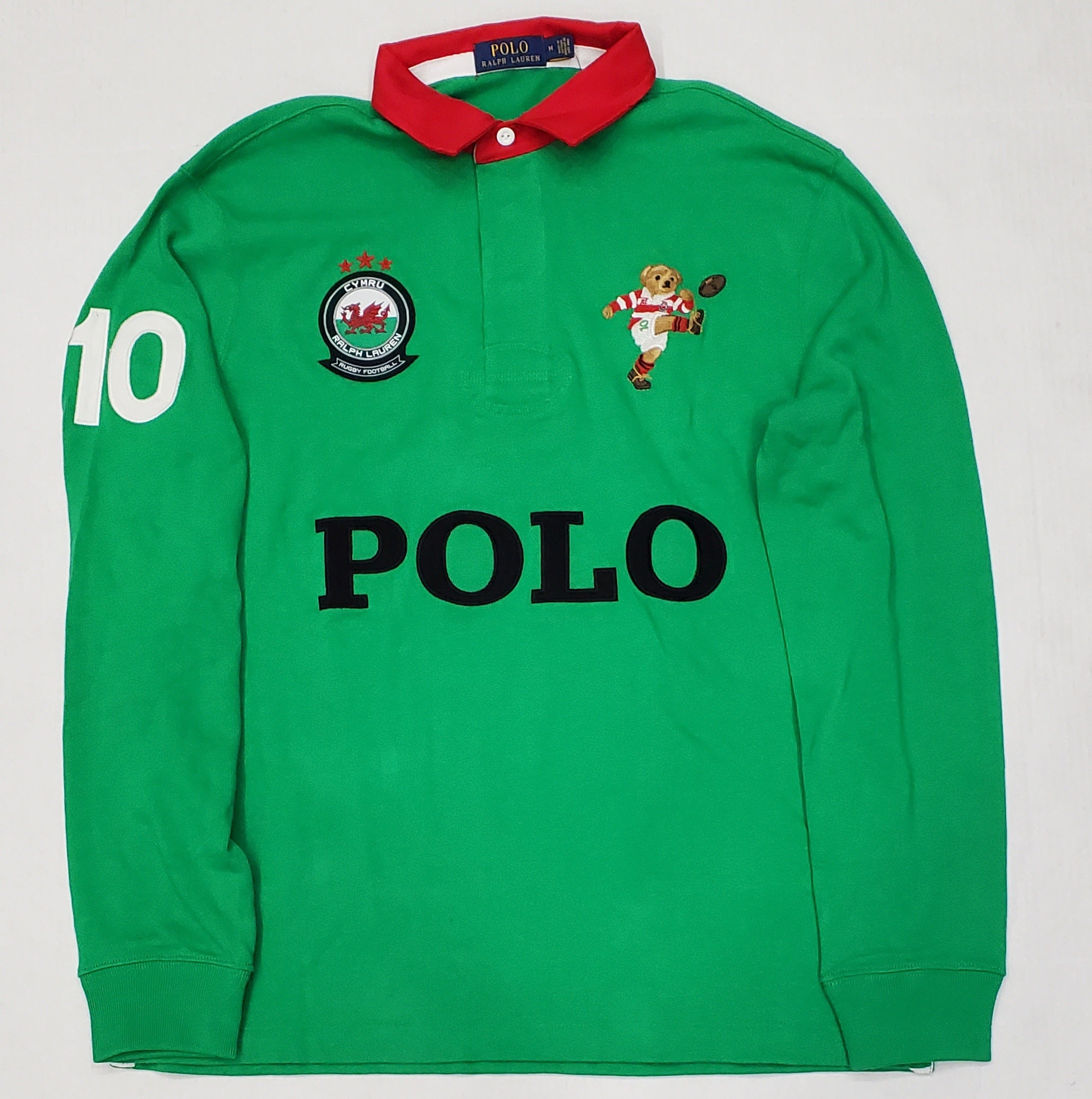 Nwt Polo Ralph Lauren Green/Red/Black/ Kicker Bear L/S Rugby