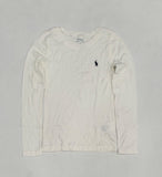 Nwt Girls Polo Ralph Lauren White w/Navy Horse Small Pony L/S Tee (2T-7T)