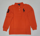 Kids Polo Ralph Lauren Orange with Navy Big Pony Polo Shirt (8-20) - Unique Style