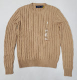 Nwt Polo Ralph Lauren Women's Brown Cable Knit Small Pony Cotton Sweater - Unique Style